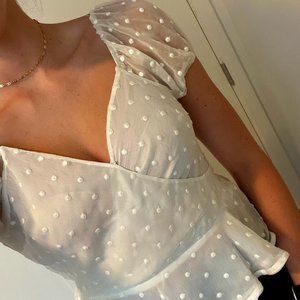 Dee Elly Chiffon Polka Dot Wrap Peplum Ruffle Top